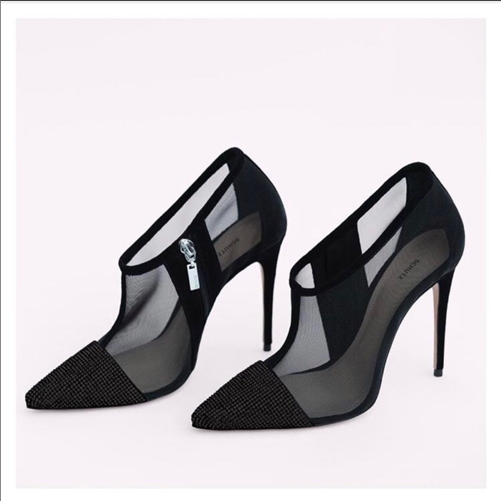 Never worn crystal high heel mesh bootie!